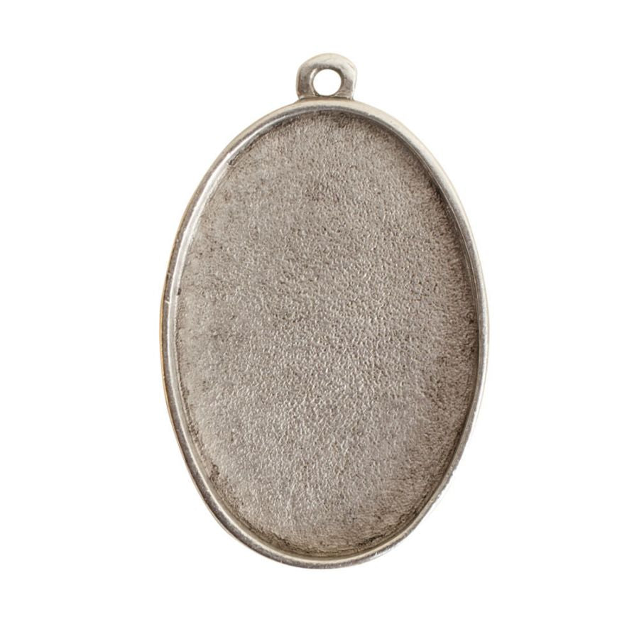 Oval Embroidery Kit - contains - Antique Silver pendant, tag and jumpring - 1 Set