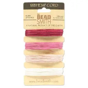 Hemp Cord 4 Colours .55mm Pinks Shades,  The Beadsmith