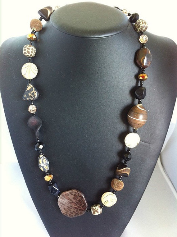Mt Isa Brown Beaded Necklace, 68 cm