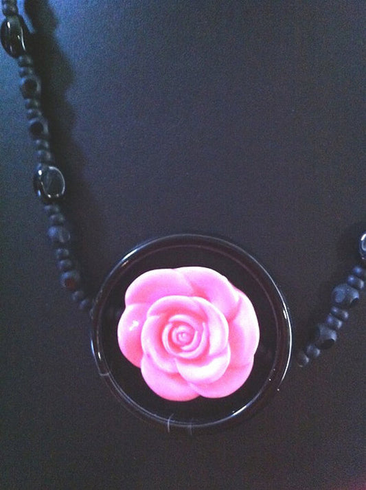 Womens Necklace, Pink Rose Bead, 54cm