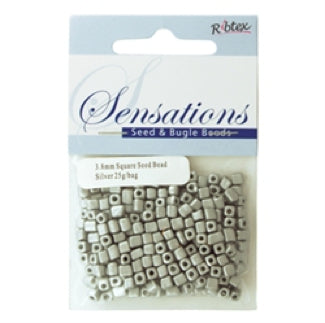 Seed Beads, Silver Cube (3.6mm), 25 grams