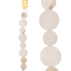 Wooden Beads Round Disc, Mix, 4 x 25mm, 4 x 35mm, 8 pieces, Raw