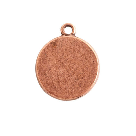 Mini Circle Embroidery Kit - contains - Antique Copper pendant, tag and jumpring - 1 Set