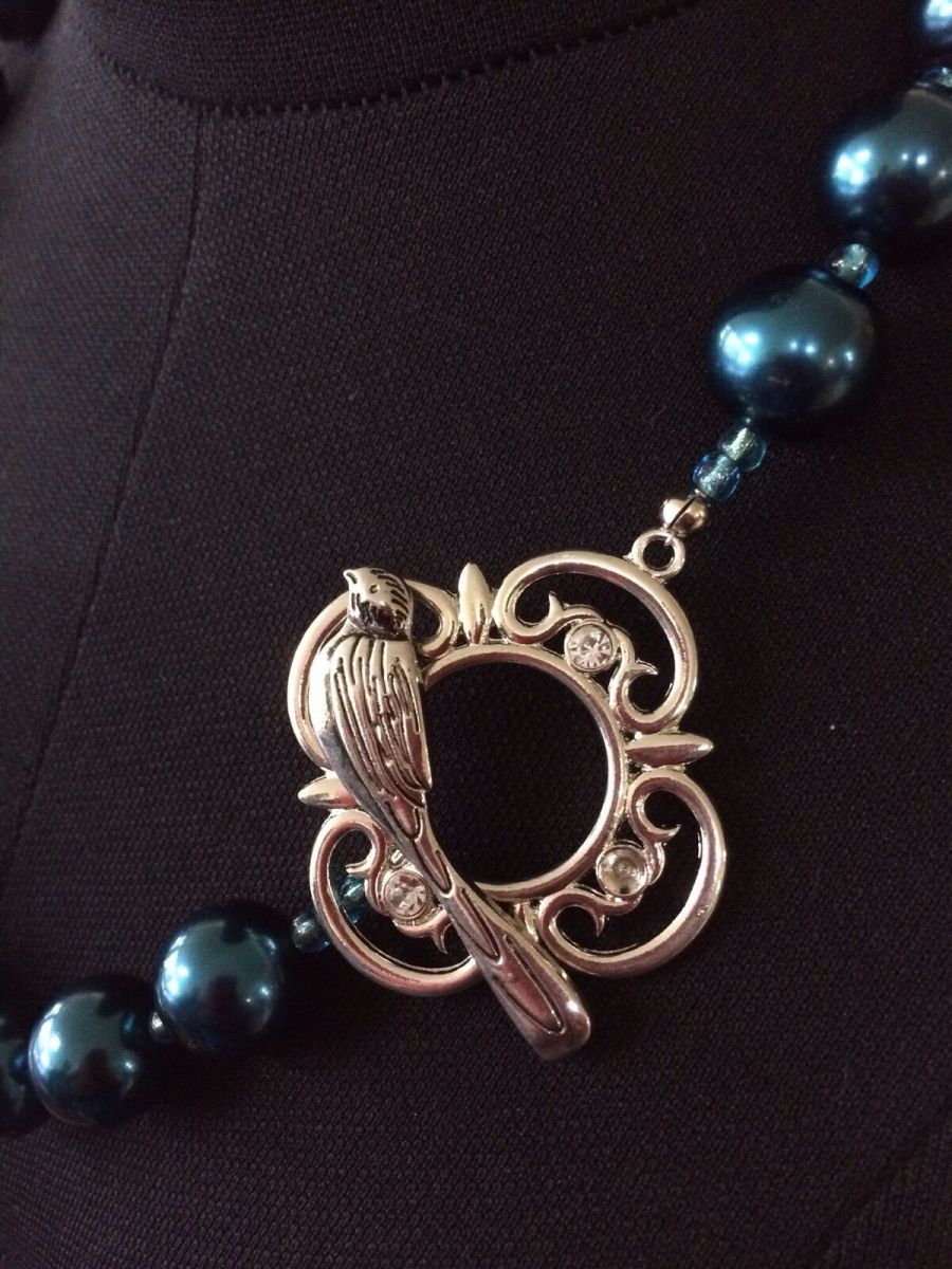 Necklace, Ornate Bird Clasp, Handmade, 54 cm