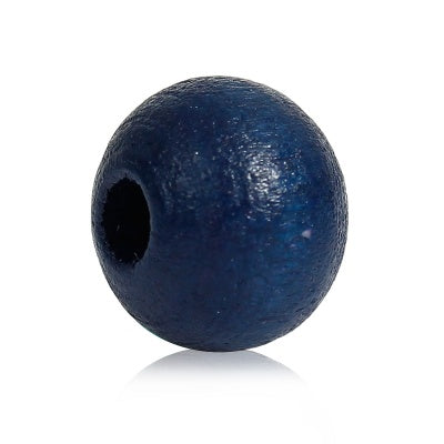 Wooden Beads Round, 8mm, Navy, 500pcs - Hinoki Wood