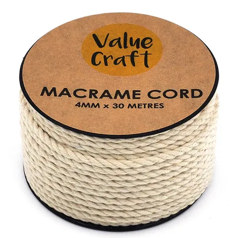 Macrame Cord Cotton Natural, 4mm 30 metres
