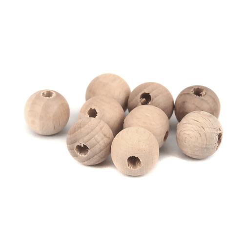 Wooden Beads Round, 14mm, 20pcs, BEECH WOOD
