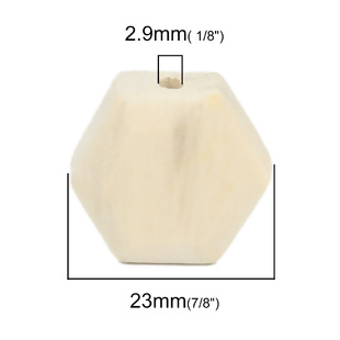 Wooden Beads Hexagon, 23mm x 21mm, 10pcs,