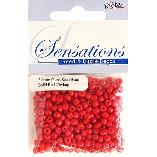 Seed Beads, Red size 6/0 (3.6mm), 25 grams