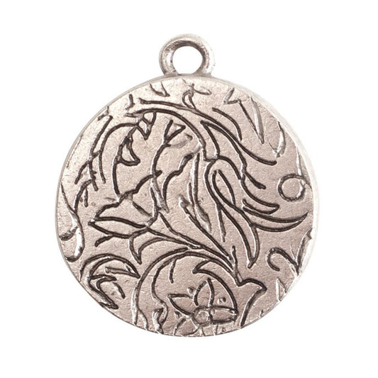 Medium Circle Embroidery Kit - contains - Antique Silver pendant, tag and jumpring - 1 Set