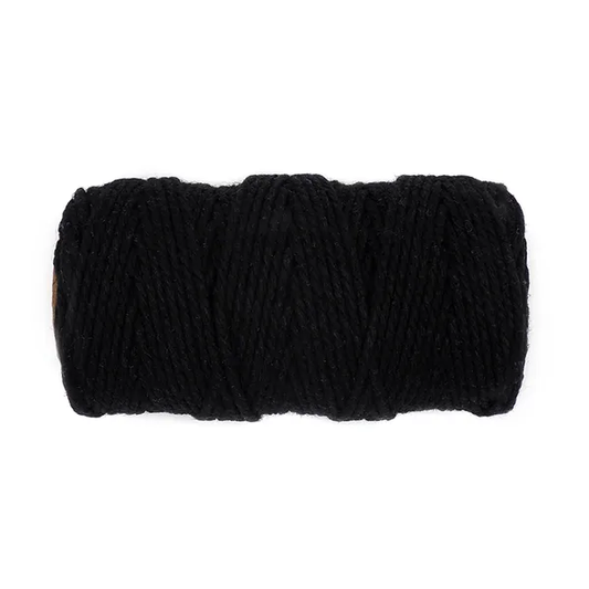 Macrame Cord Cotton Black, 2mm 30 metres