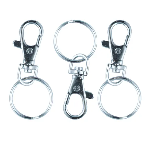 Key Ring, Antique Silver Plate with Swivel Clasp, 3pc