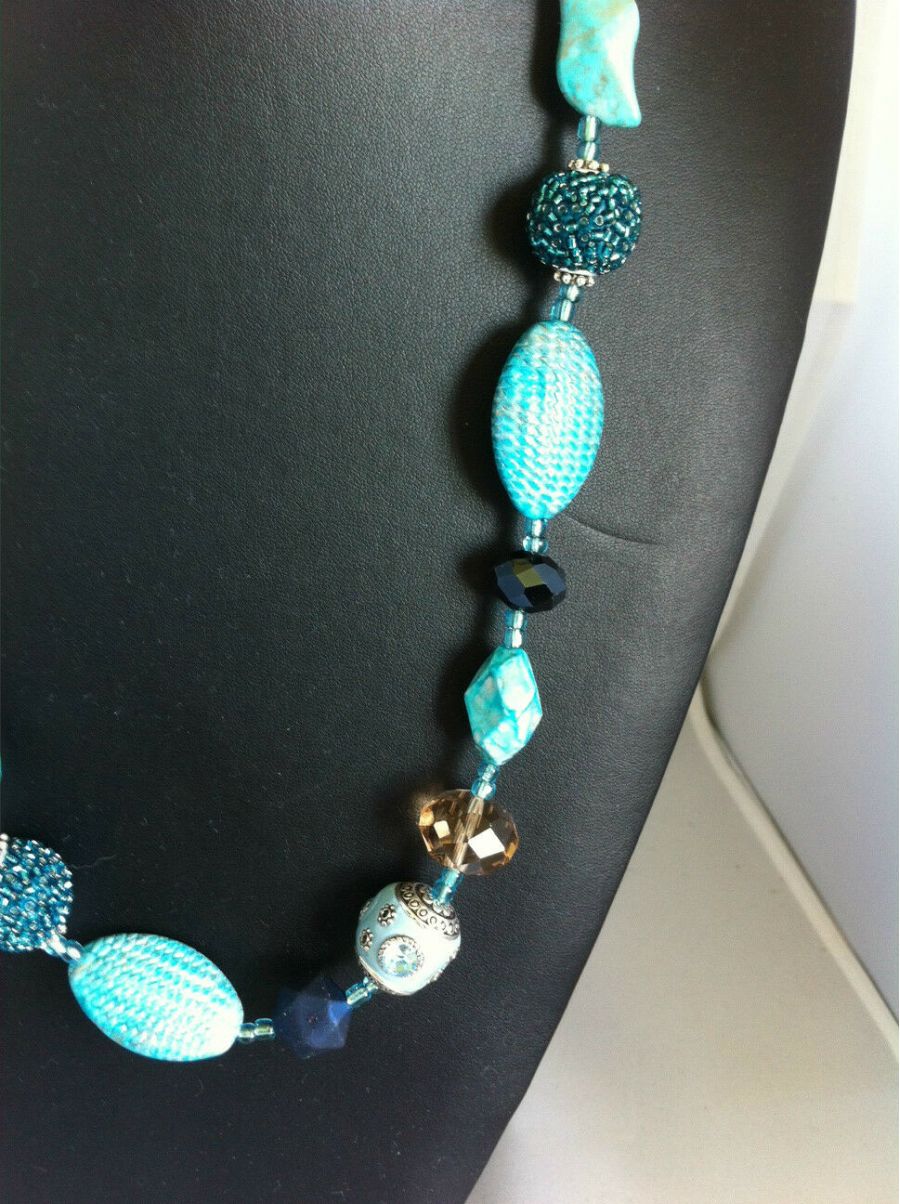 Womens Necklace, Seaside Colours, Handmade, 68 cm