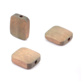 Wooden Beads, Rectangle light brown, 13mm x 11mm  20pcs