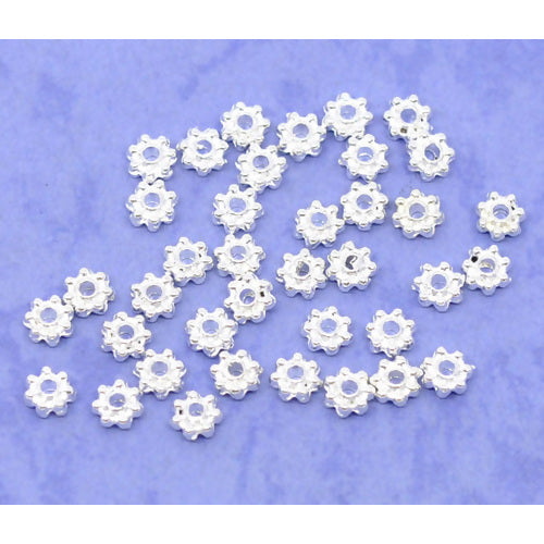 Silver Plate, Flower Spacer Beads, 4mm, 1,000 pcs
