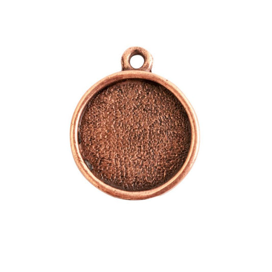 Mini Circle Embroidery Kit - contains - Antique Copper pendant, tag and jumpring - 1 Set