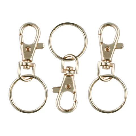 Key Ring, Gold Plate with Swivel Clasp, 3pc