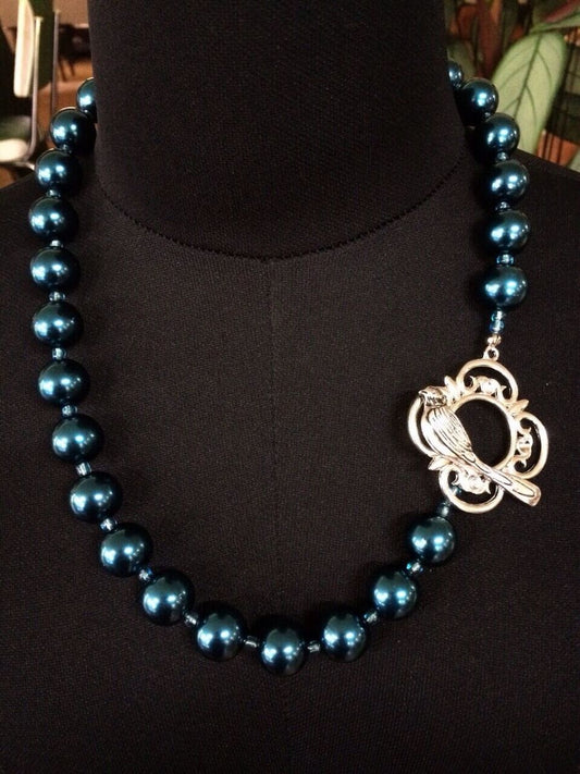 Necklace, Ornate Bird Clasp, Handmade, 54 cm