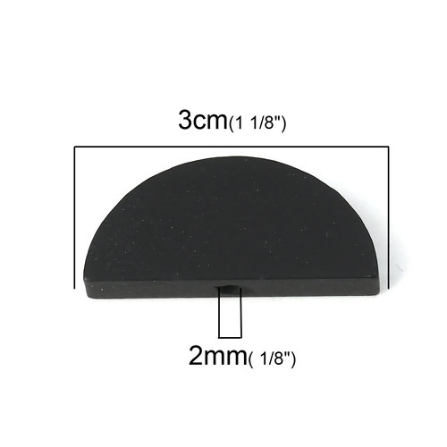 Wooden Beads, Round Half, Black, 30mm x 14mm, 30pcs