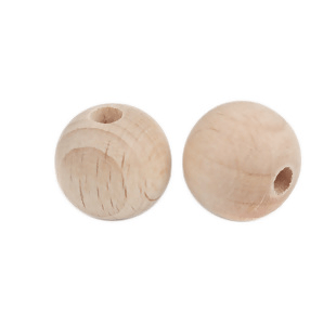 Wooden Beads Round, 14mm, 20pcs, BEECH WOOD