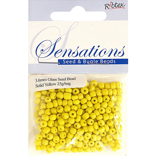 Seed Beads, Yellow size 6/0 (3.6mm), 25 grams