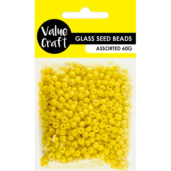 Seed Beads, Yellow size 6/0 (3.6mm), 60 grams