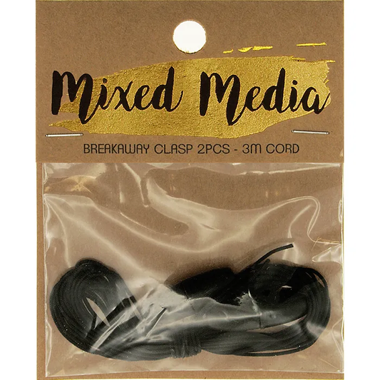 Breakaway Clasps, 2pcs plus 3 metres black cord
