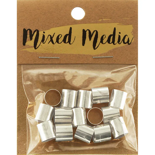 Metal Tubes, Antique Silver, 10mm x 9mm, 15pcs