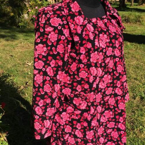 Dress Retro 70's - Handmade, pink flowers - Vintage - BRAND NEW