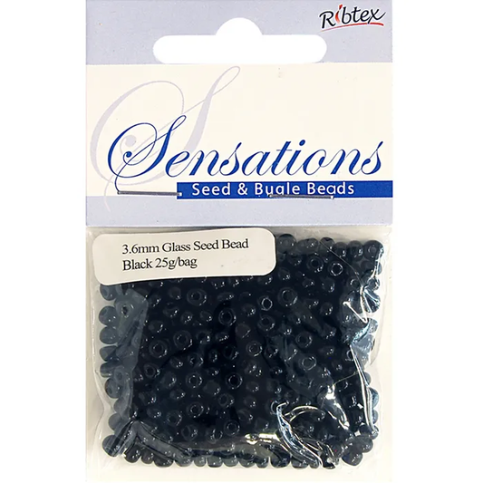 Seed Beads, Black size 6/0 (3.6mm), 25 grams
