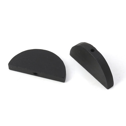 Wooden Beads, Round Half, Black, 30mm x 14mm, 30pcs