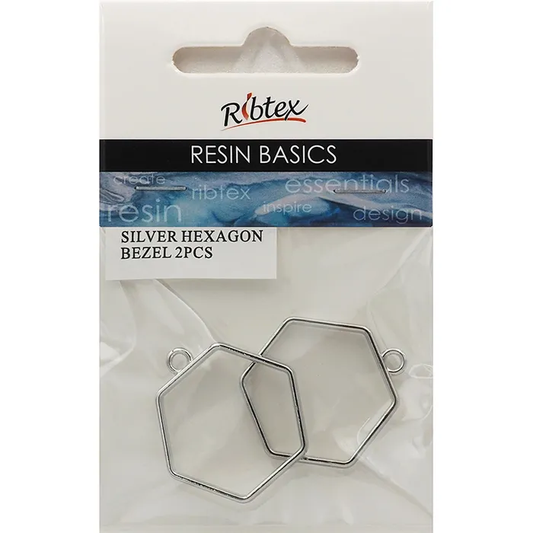 Open Back Bezel Frame Hexagon Design, 2pcs - For UV Resin