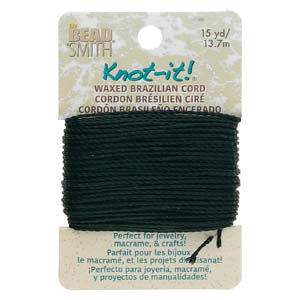 Knot it Waxed Poly Cord 2ply (1mm) - Black 13.7 metres