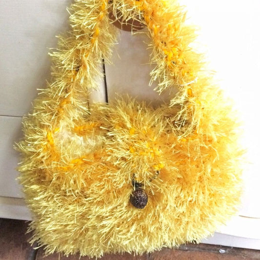 Handbag, Knitted, Retro 50's Style, Bright Yellow, Brand New, Handmade