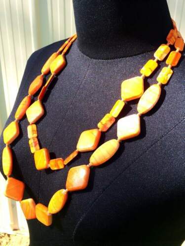 Necklace, Multistrand Orange, 2 strands, Plus Earrings, Handmade, Brand New