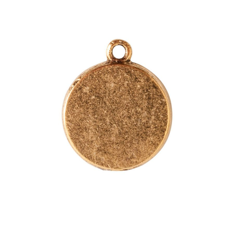Mini Circle Embroidery Kit - contains - Antique Gold pendant, tag and jumpring - 1 Set