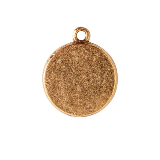 Mini Circle Embroidery Kit - contains - Antique Gold pendant, tag and jumpring - 1 Set