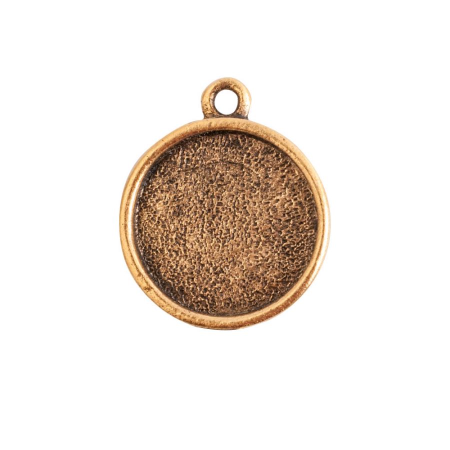 Mini Circle Embroidery Kit - contains - Antique Gold pendant, tag and jumpring - 1 Set