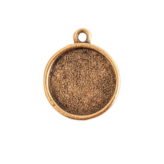Mini Circle Embroidery Kit - contains - Antique Gold pendant, tag and jumpring - 1 Set