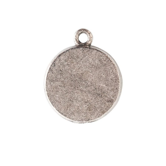 Mini Circle Embroidery Kit - contains - Antique Silver pendant, tag and jumpring - 1 Set