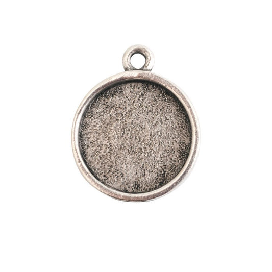 Mini Circle Embroidery Kit - contains - Antique Silver pendant, tag and jumpring - 1 Set