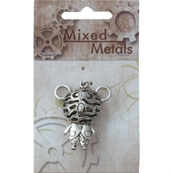 Antique Silver Feature 3D Bear with Ears Pendant 1pc, - Ribtex Mixed Metals