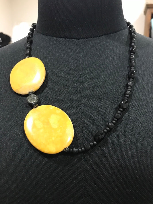 Mustard Focal Beaded Necklace, 54cm