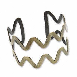 Antique Gold, Cuff Bracelet, Wavy Edge, 28mm wide, 1pc