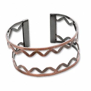 Antique Copper, Bracelet Cuff Straight Edge 28mm wide, 1pc