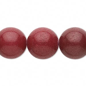 Quartz (dyed), Brick Red Beads, 16mm round. Sold per 15" strand