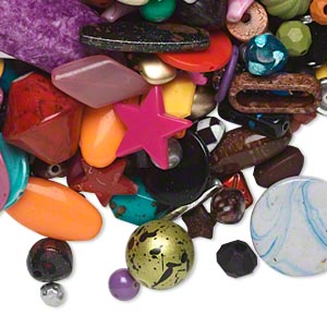 Acrylic Bead mix, multicolored, multi shapes, Handy Mix 100 grams
