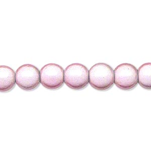 Bead, acrylic, pink, 8mm round. 16-inch strand