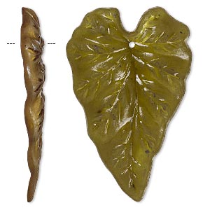 Acrylic beads, frosted Olive, 50x32mm leaf. 25pcs