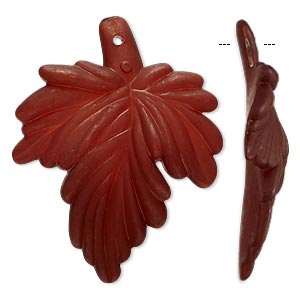 Acrylic beads, frosted dark brown, 45x37mm leaf. 25pcs